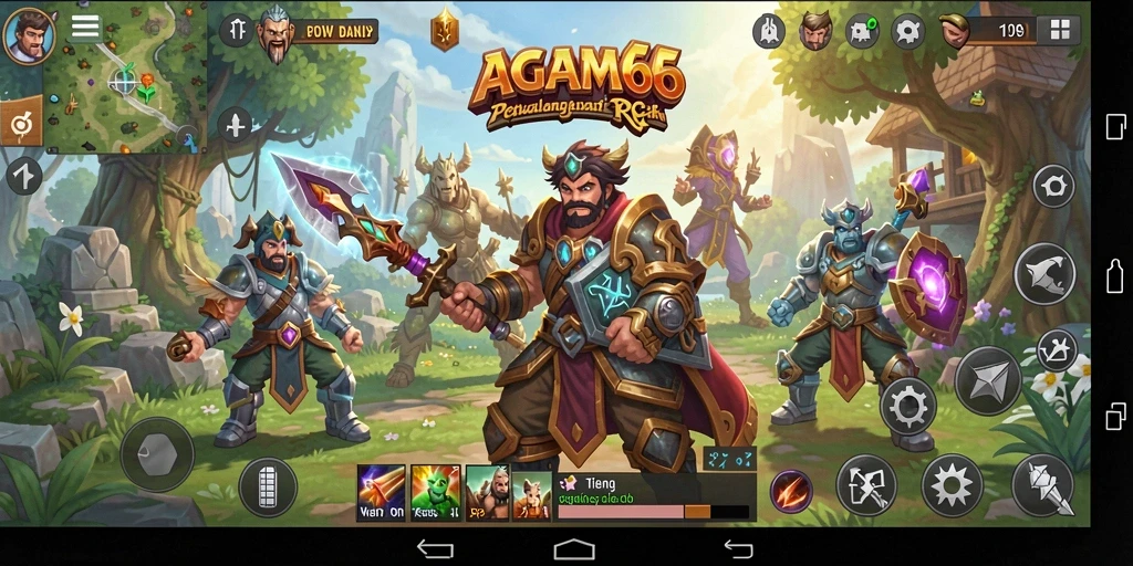 Tangkapan layar dari gameplay AGAM66 memperlihatkan pertarungan seru dan eksplorasi dunia RPG.