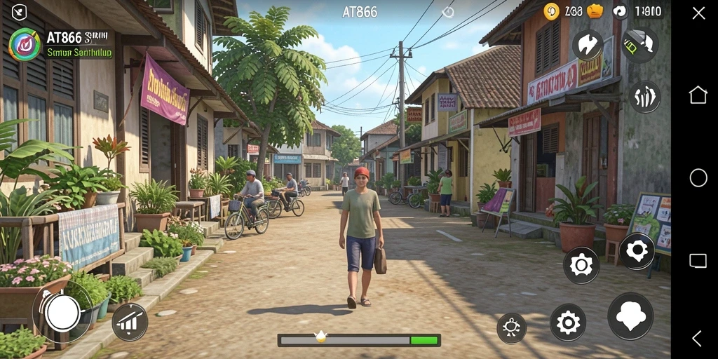 Tampilan gameplay menarik dari AT866 dalam simulasi kehidupan sehari-hari.