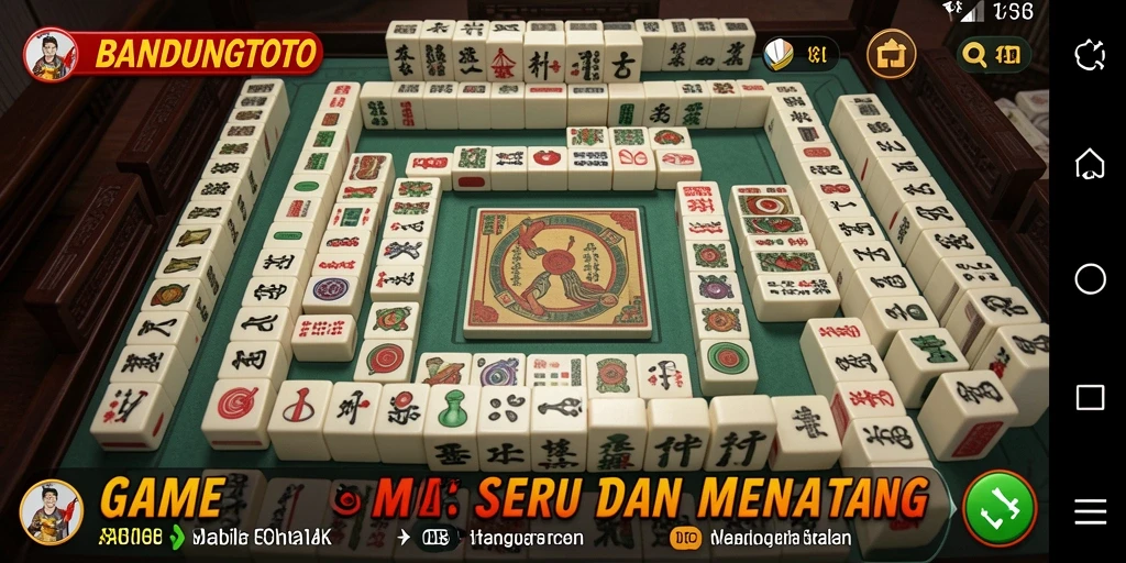 Tampilan gameplay seru dari BANDUNGTOTO dengan ubin Mahjong berwarna-warni.