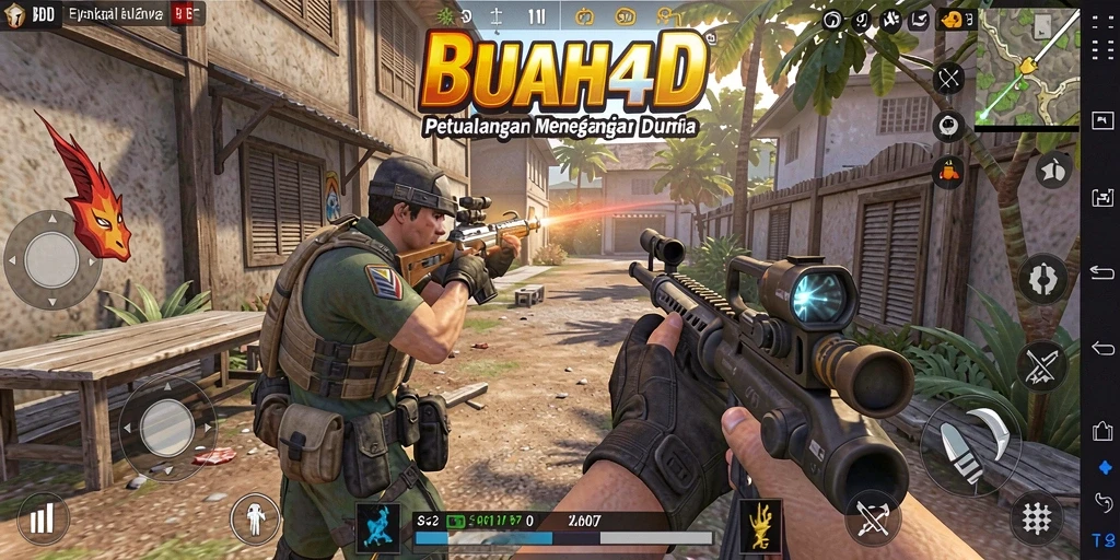Menampilkan aksi seru dan karakter dalam game TPS BUAH4D.
