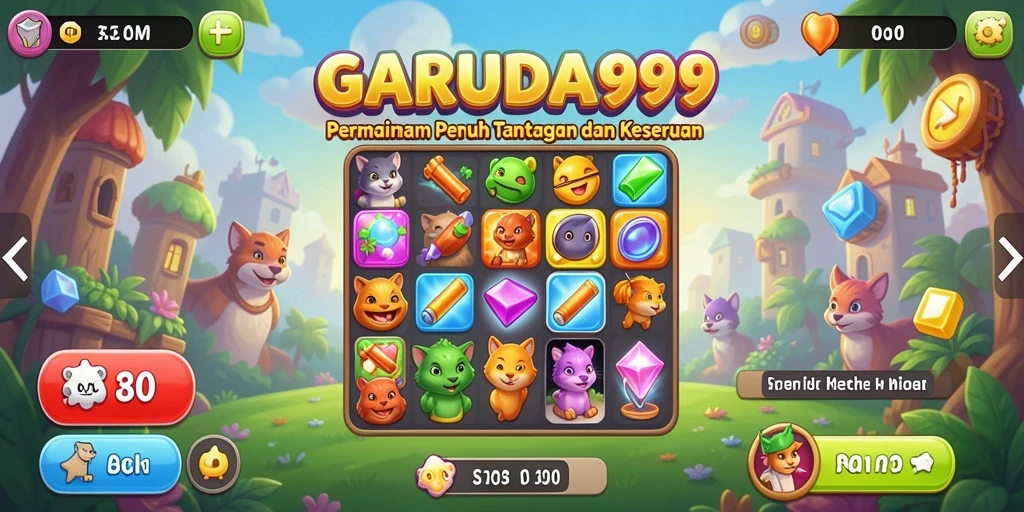 Screenshot gameplay GARUDA999 menampilkan aksi mencocokkan item yang seru.