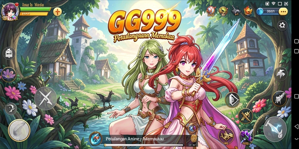 Tangkapan layar gameplay GG999 yang menunjukkan aksi pertempuran seru.