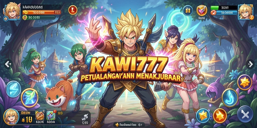 Screenshot gameplay KAWI777 menampilkan petualangan karakter Anime.