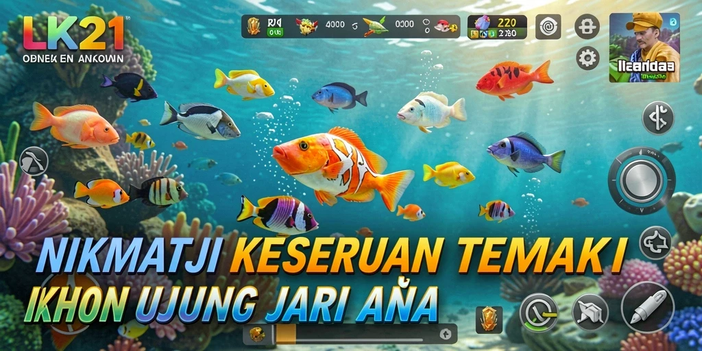 Screenshot gameplay LK21 dengan aksi menembak ikan yang seru.