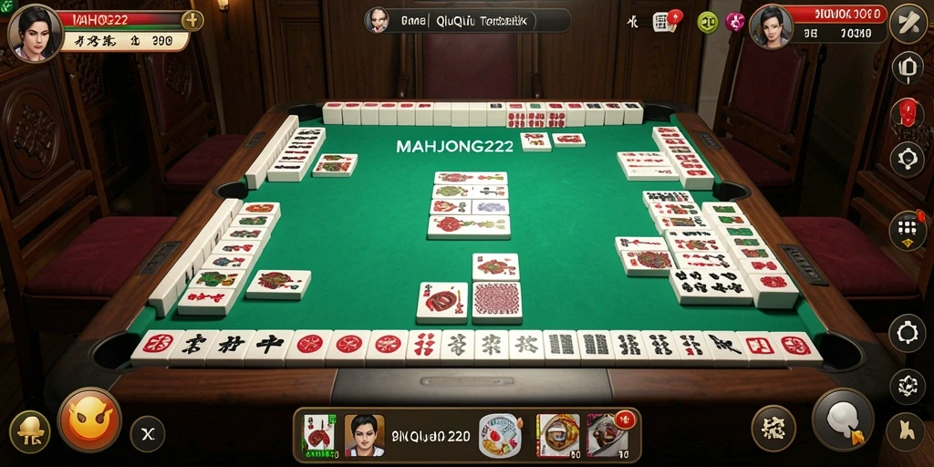 Tampilan gameplay QiuQiu yang seru dalam MAHJONG222.