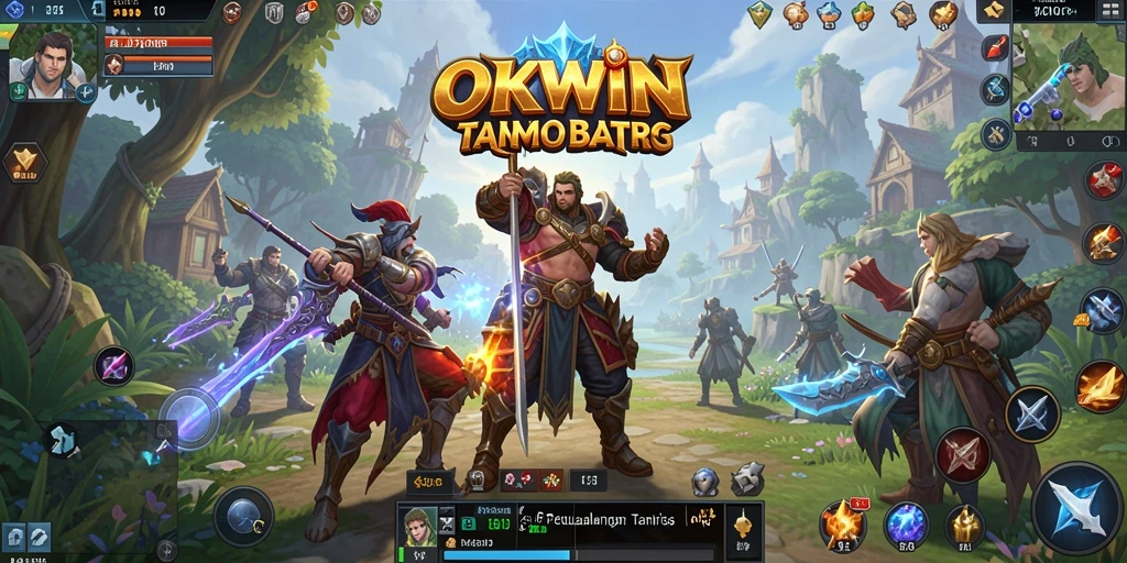 Screenshot OKWIN menampilkan aksi seru dalam pertempuran MMORPG.