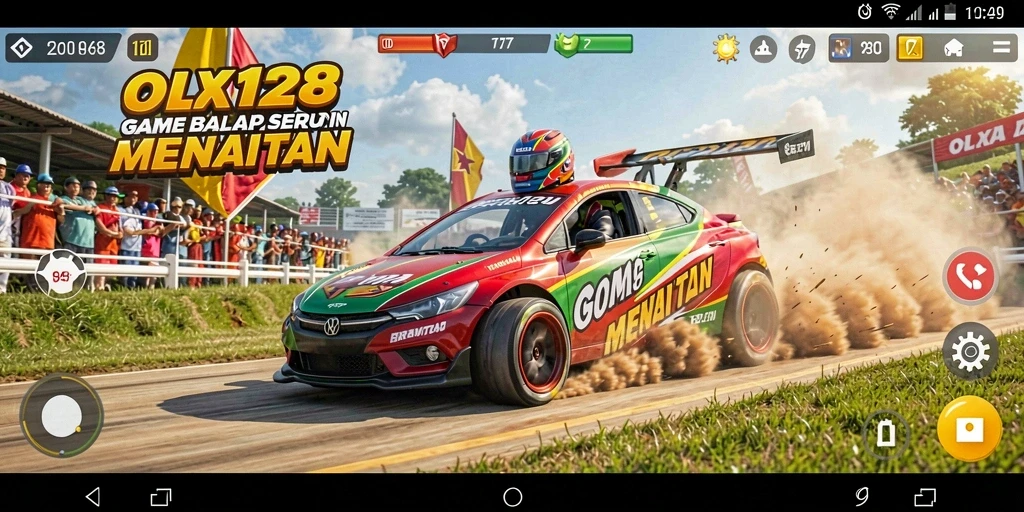 Gameplay OLX128 menunjukkan balapan mendebarkan dengan grafis yang memukau.