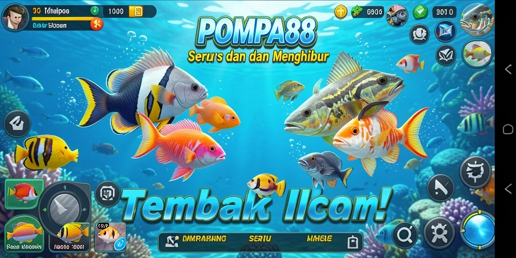 Screenshot gameplay POMPA88 dengan aksi menembak ikan yang seru.