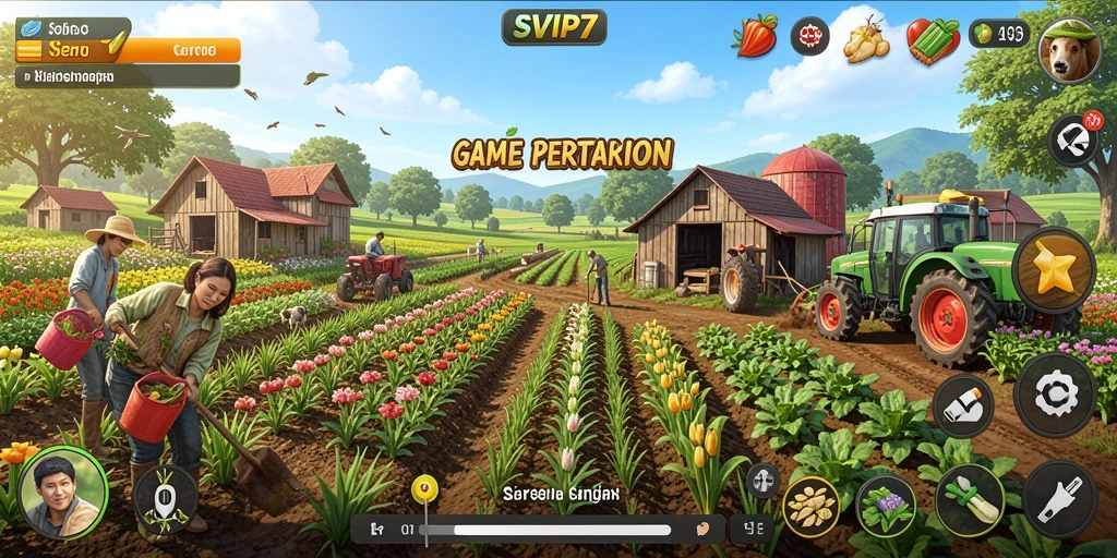 Tampilan menarik dari gameplay SVIP7 dengan aktivitas pertanian.