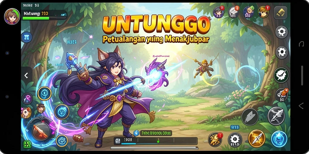 Tampilan gameplay UNTUNGGO yang penuh aksi dan petualangan.