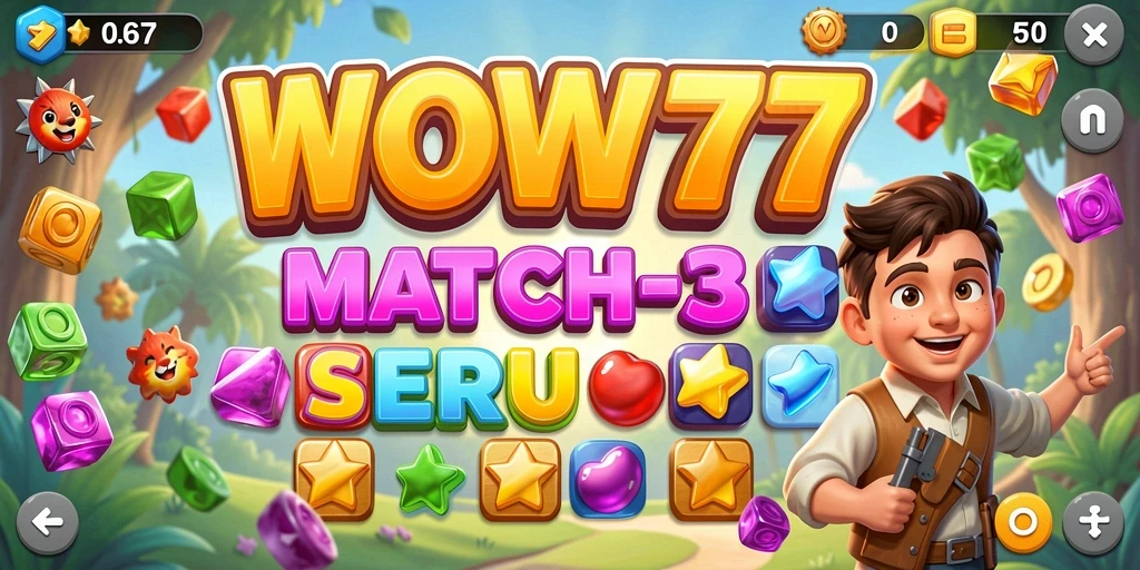 Screenshot menunjukkan gameplay seru dan tantangan Match-3 yang menarik.