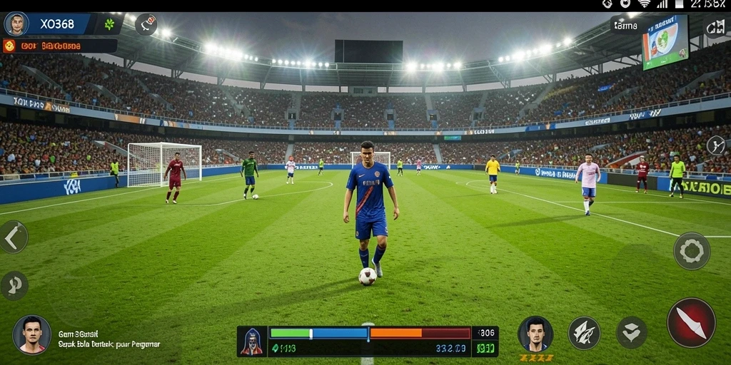 Screenshot gameplay XO368 menampilkan pertandingan sepak bola seru.