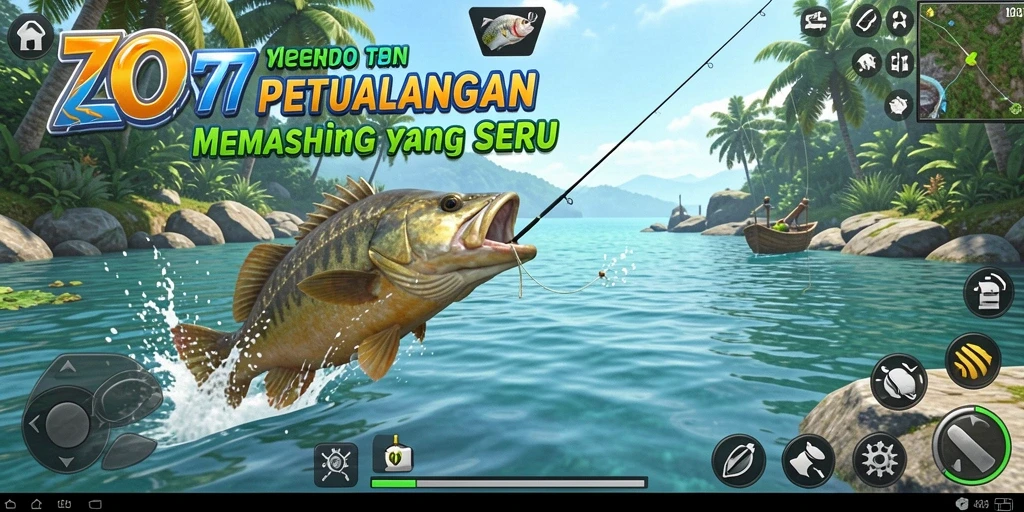 Tangkapan besar dalam ZORO77 yang menampilkan suasana memancing yang seru.